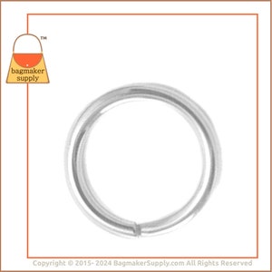 1/2 Inch O Ring, Shiny Nickel Finish, 12 Pack, .5 Inch 2 mm Gauge 13 mm Small Ring, Purse Handbag Making Hardware Supplies, RNG-AA076 image 4