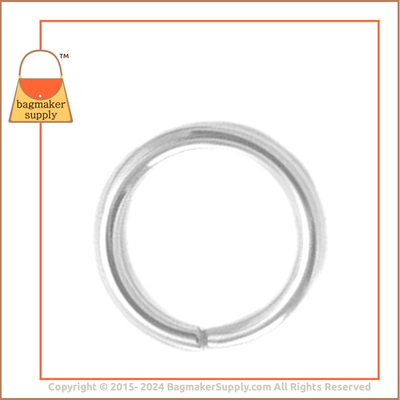 1/2 Inch O Ring, Shiny Nickel Finish, 12 Pack, .5 Inch 2 mm Gauge 13 mm Small Ring, Purse Handbag Making Hardware Supplies, RNG-AA076 image 4