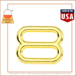 5/8 Inch Cast Slide for Purse Straps, Shiny Brass Finish, 2 Pieces, 16 mm Cast Slider, Handbag Bag Making Hardware Supplies, 5/8, SLD-AA039 image 4