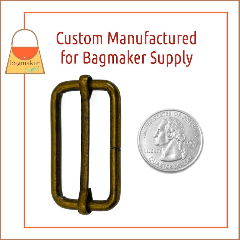 Antique Brass Bronze Finish 1.5 Inch Moving Bar Purse Strap Slide 4 mm Handbag Purse Hardware 108 Pieces 1-12 Inch SLD-AA135