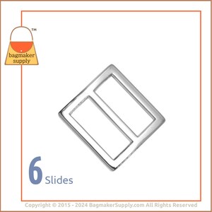 3/4 Inch Cast Slide, Nickel Finish, 6 Pack, 19 mm Purse Strap Slider TriGlide, Handbag Purse Bag Making Hardware Supplies, .75&quot;, SLD-AA069