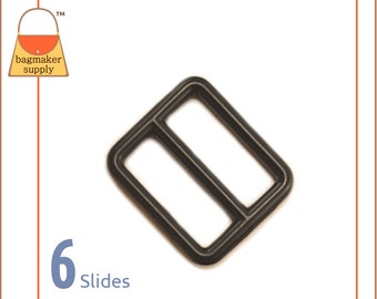 1 Inch Slide Black Finish, 6 Pieces, 25 mm Metal TriGlide for Purse Straps, Handbag Purse Bag Making Hardware Supplies, One Inch, SLD-AA017