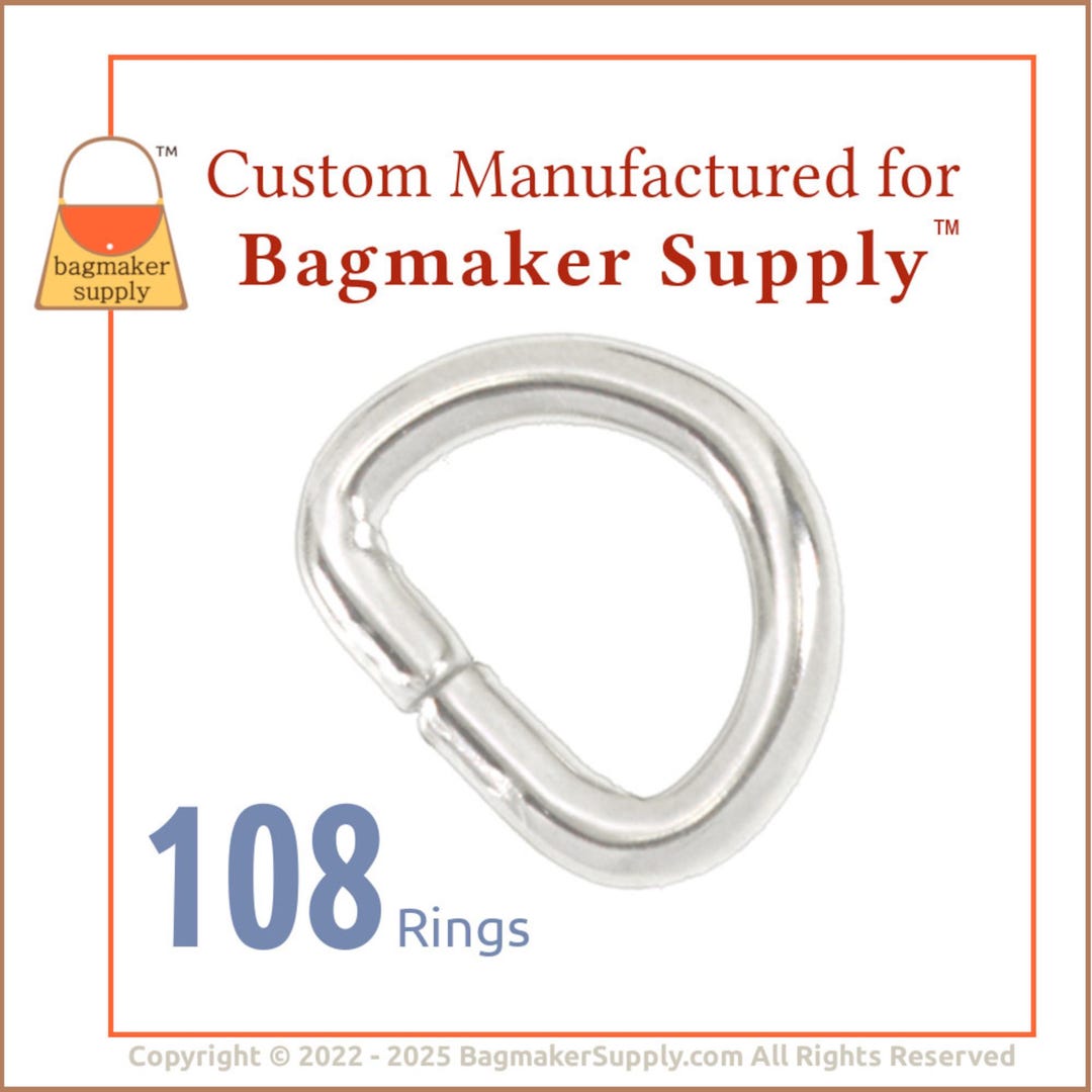 1/2 Inch D Ring, Nickel Finish, 108 Pieces, Shiny 2.75 Mm Gauge 13 Mm ...