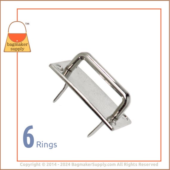 1 Inch Strap Ring, Prong Applied, Nickle Finish, 6 Pack, 25 mm Strap Loop, Bridge Buckle, Handbag Purse Making Hardware Supplies, RNG-AA029