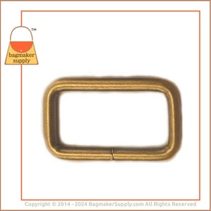 1 Inch Rectangular Ring, Light Antique Brass / Antique Gold Finish, 12 Pack, 25 mm Rectangle Ring Loop, Purse Handbag Bag, RNG-AA050 image 4