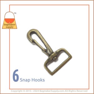 1 Inch Swivel Snap Hook, Light Antique Brass Finish, 6 Pieces, 25 mm Purse Clip Antique Gold Finish, Handbag Making Hardware, SNP-AA049