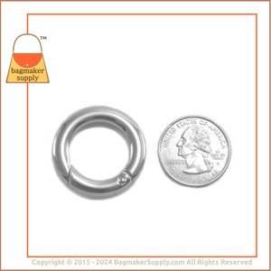 3/4 Inch Spring Gate Ring, Nickel Finish, 6 Pack, 19 mm O Ring, Purse Handbag Bag Making Hardware Supplies, 3/4, .75 Inch, .75, RNG-AA153 image 3