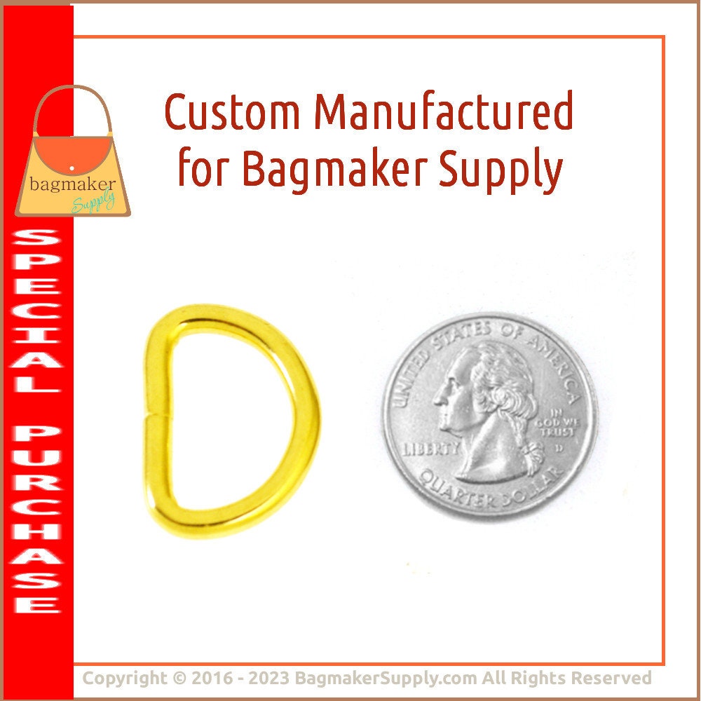 3/4 Inch D Ring, Shiny Brass Finish, 6 Pieces, .75 Inch 19 3/4 Inch D Ring, Shiny Brass Finish, 6 Pieces, .75 Inch 19
