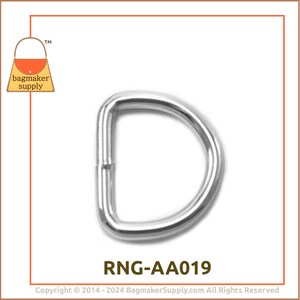 3/4 Inch D Ring, Nickel Finish, 54 Pieces, 19 mm Welded D-Ring, 3.5 mm Gauge, Purse Making Handbag Hardware Supplies, .75 Inch, RNG-AA019 image 7