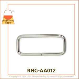 1-1/2 Inch Rectangle Ring, Nickel Finish, 6 Pieces, 38 mm Wire Loop, 1.5 Inch Rectangular Ring, Purse Making Handbag Hardware, RNG-AA012 image 7