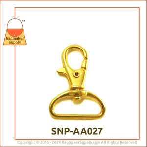 1 Inch Swivel Snap Hook, Gold Finish, Lobster Claw, 18 Pieces, 25 mm Purse Clip, Handbag Purse Bag Making Hardware Supplies, 1, SNP-AA027 image 6