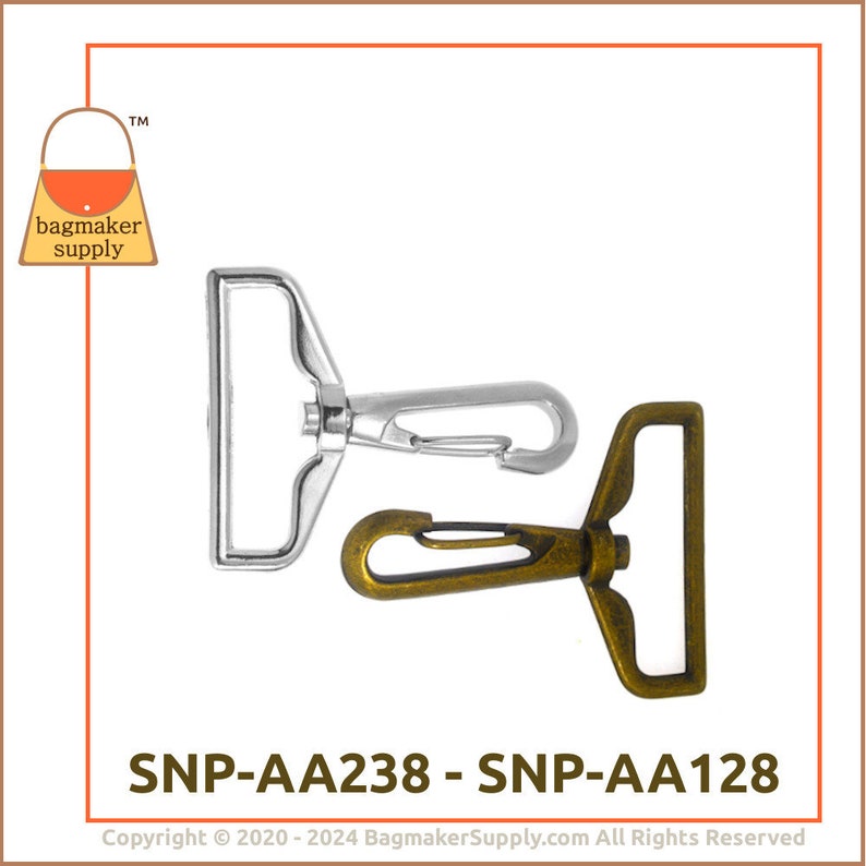 1-1/2 Inch Swivel Snap Hook, Antique Brass Finish, 6 Pieces, 38 mm Purse Clip, Handbag Bag Making Hardware Supplies, 1.5, SNP-AA128 image 8
