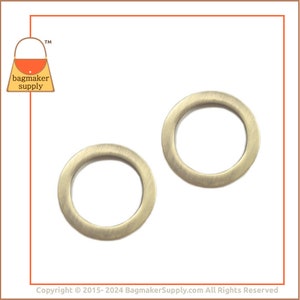 1 Inch Flat Cast O Ring, Light Antique Brass / Antique Gold Finish, 18 Pack, 25 mm, Handbag Purse Bag Making Hardware Supplies, RNG-AA066 image 6