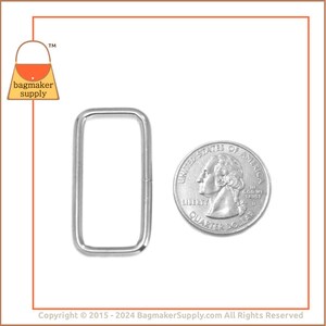 1-1/4 Inch Rectangle Ring, Nickel Finish, 12 Pieces, 1.25 Inch Rectangular Wire Loop, 32 mm Ring, Purse Handbag Hardware, RNG-AA055 image 3