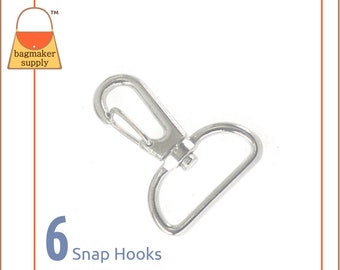 1 Inch Swivel Snap Hook, Nickel Finish, 6 Pieces, 25 mm Spring Gate Purse Clip, Handbag Bag Making Hardware Supplies, SNP-AA076