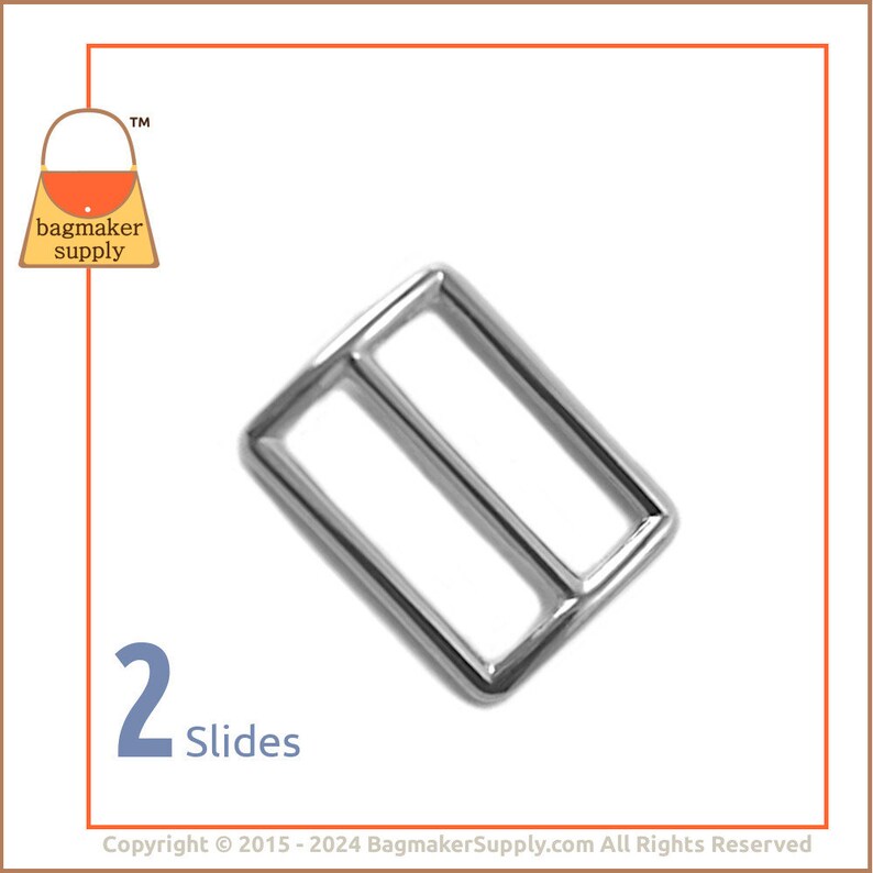 1-1/4 Inch Slide, Nickel Finish, 32 mm TriGlide for Purse Straps, 2 Pieces, Bag Making Supplies Handbag Hardware, 1.25 Inch, SLD-AA026 image 1