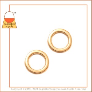 3/4 Inch O Ring, Super-Shiny Gold Finish, 2 Pieces, .75 Inch 19 mm Flat Cast O-Ring, Purse Bag Making Handbag Hardware Supplies, RNG-AA057 image 6