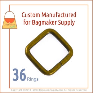 1/2 Inch Rctangle Ring, Antique Brass Finish, 36 Pack, 13 mm Rectangular Square Ring, 2.5 mm Gauge, .5 Inch, Craft Purse Hardware, RNG-AA390 image 1