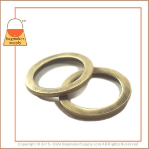 1 Inch Flat Cast O Ring, Light Antique Brass / Antique Gold Finish, 18 Pack, 25 mm, Handbag Purse Bag Making Hardware Supplies, RNG-AA066 image 2