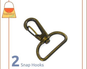 1 Inch Snap Hook, Antique Brass Finish, 2 Pieces, 25 mm Spring Gate Swivel Purse Clip, Handbag Bag Making Hardware Supplies, SNP-AA248