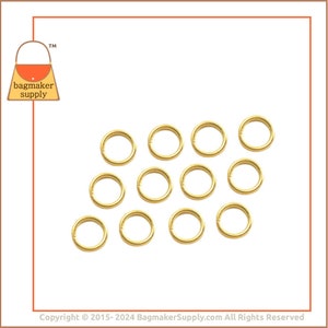 1/2 Inch O Ring, Brass Finish, 108 Pieces, Small 13 mm Jumper Ring 2 mm Gauge, .5 Inch, Handbag Purse Making Hardware Supplies, RNG-AA068 image 6