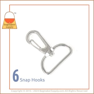 1 Inch Swivel Snap Hook, Nickel Finish, 6 Pieces, 25 mm Spring Gate Purse Clip, Handbag Bag Making Hardware Supplies, SNP-AA076