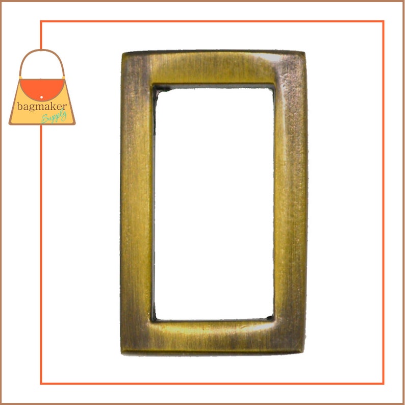 Antique Gold Light Antique Brass Finish 6 Pieces .75 Inch 19 mm Rectangular Square Flat Cast Ring RNG-AA398 34 Inch Rectangle Ring