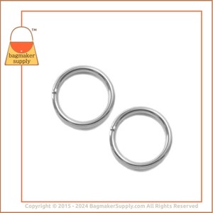 1-3/4 Inch O Ring, Welded, Shiny Nickel Finish, 6 Pack, 45 mm 6 mm Gauge, 1.75 Inch, Purse Hardware Bag Making Handbag Hardware, RNG-AA096 image 5