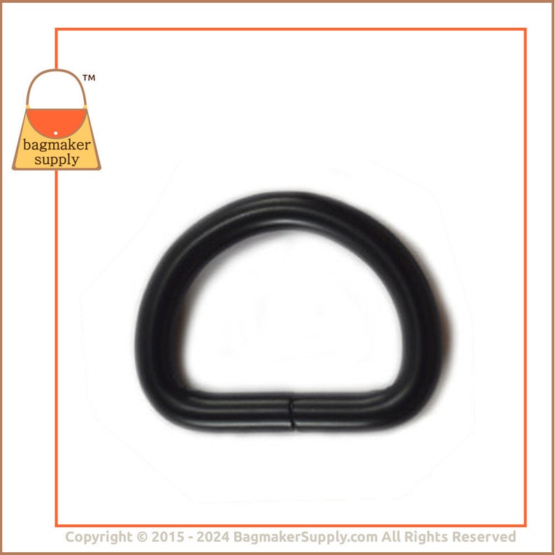 1 Inch D Ring, Black Satin Finish, 6 Pieces, 4.8 mm Gauge, 25 mm Heavy D-Ring, Purse Bag Making Handbag Hardware Supplies, RNG-AA148 image 4