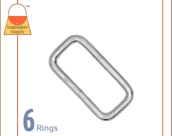 1-1/4 Inch Rectangle Ring, 3.75 mm Gauge, Nickel Finish, 6 Pieces, Purse Handbag Hardware, 1.25"  Rectangular Wire Loop 32 mm, RNG-AA310