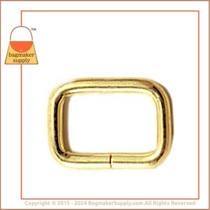 5/8 Inch Rectangle Ring, Brass Finish, 12 Pack, 16 mm Rectangle Wire Loop for 1/2 Inch 5/8 Inch Strap, Purse Handbag Hardware, RNG-AA082 image 4