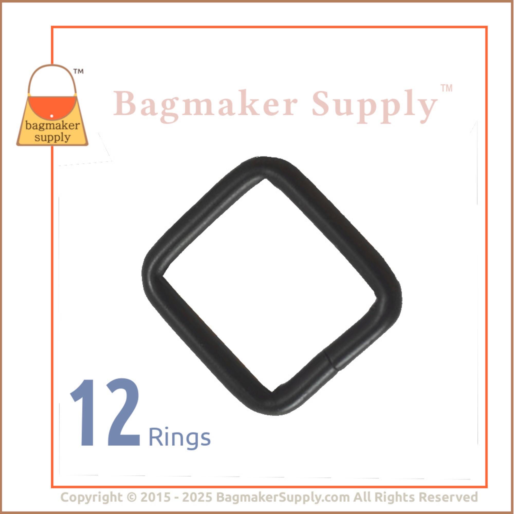 1-1/8 Inch Square Ring, Black Satin Finish, 12 Pack, Welded 5 Mm
