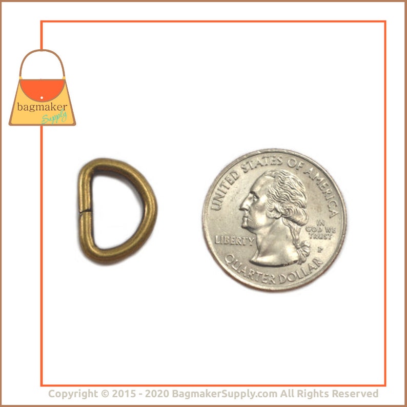 1/2 Inch D Ring Antique Brass Finish 36 Pieces Small D-ring | Etsy