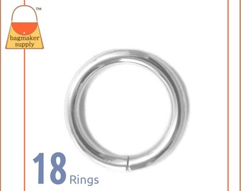 Joint torique de 1 pouce, Soudé, Finition nickel brillant, 18 pièces, Joint torique de 25 mm, Jauge de 5 mm, Accessoires de quincaillerie pour sac à main, 1", RNG-AA093