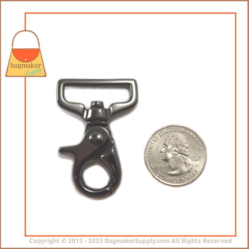1 Inch Swivel Snap Hook, Black Nickel Finish, Lobster Claw, 6 Pieces, 25 mm Purse Clip, Gunmetal, Handbag Bag Hardware Supplies, SNP-AA034 image 3