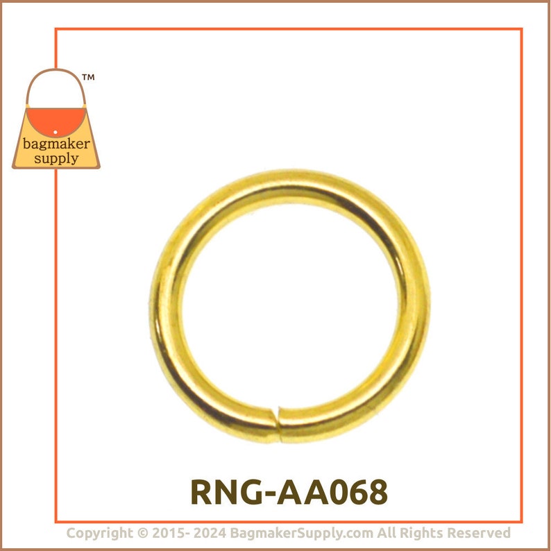 1/2 Inch O Ring, Brass Finish, 108 Pieces, Small 13 mm Jumper Ring 2 mm Gauge, .5 Inch, Handbag Purse Making Hardware Supplies, RNG-AA068 image 8