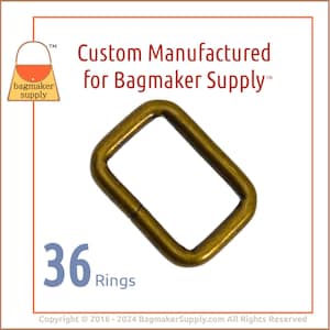 3/4 Inch Rectangle Ring, 3.75 mm Gauge, Antique Brass Finish, 36 Pack, Purse Handbag Making Hardware, .75 Inch 19 mm Rectangular, RNG-AA325