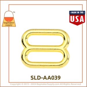 5/8 Inch Cast Slide for Purse Straps, Shiny Brass Finish, 2 Pieces, 16 mm Cast Slider, Handbag Bag Making Hardware Supplies, 5/8, SLD-AA039 image 8