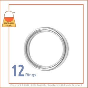 1 Inch O Ring, Stainless Steel, 12 Pieces, 25 mm O-Ring, 4 mm Gauge, Handbag Purse Bag Making Hardware Supplies, 1, RNG-AA023 image 1