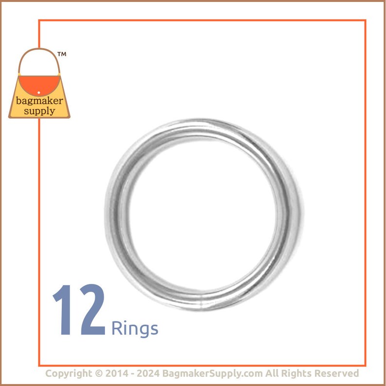 1 Inch O Ring, Stainless Steel, 12 Pieces, 25 mm O-Ring, 4 mm Gauge, Handbag Purse Bag Making Hardware Supplies, 1, RNG-AA023 image 1