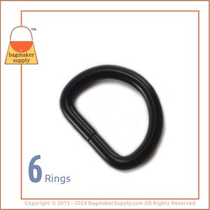 1 Inch D Ring, Black Satin Finish, 6 Pieces, 4.8 mm Gauge, 25 mm Heavy D-Ring, Purse Bag Making Handbag Hardware Supplies, RNG-AA148 image 1