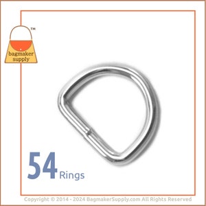 3/4 Inch D Ring, Nickel Finish, 54 Pieces, 19 mm Welded D-Ring, 3.5 mm Gauge, Purse Making Handbag Hardware Supplies, .75 Inch, RNG-AA019 image 1