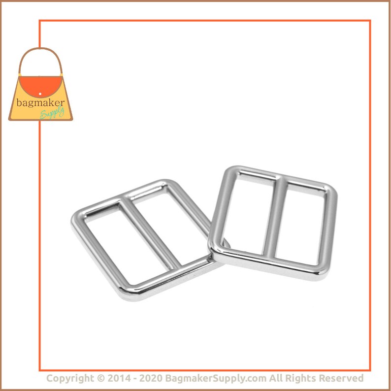 Handbag Bag Making Hardware Supplies SLD-AA006 18 Pieces Purse Slider Buckle 1 Inch Cast Slide for Purse Straps 1 Shiny Nickel Finish