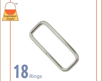 1-1/2 Inch Rectangle Ring, Nickel Finish, 18 Pieces, 38 mm Wire Loop, 1.5 Inch Rectangular Ring, Purse Making Handbag Hardware, RNG-AA012