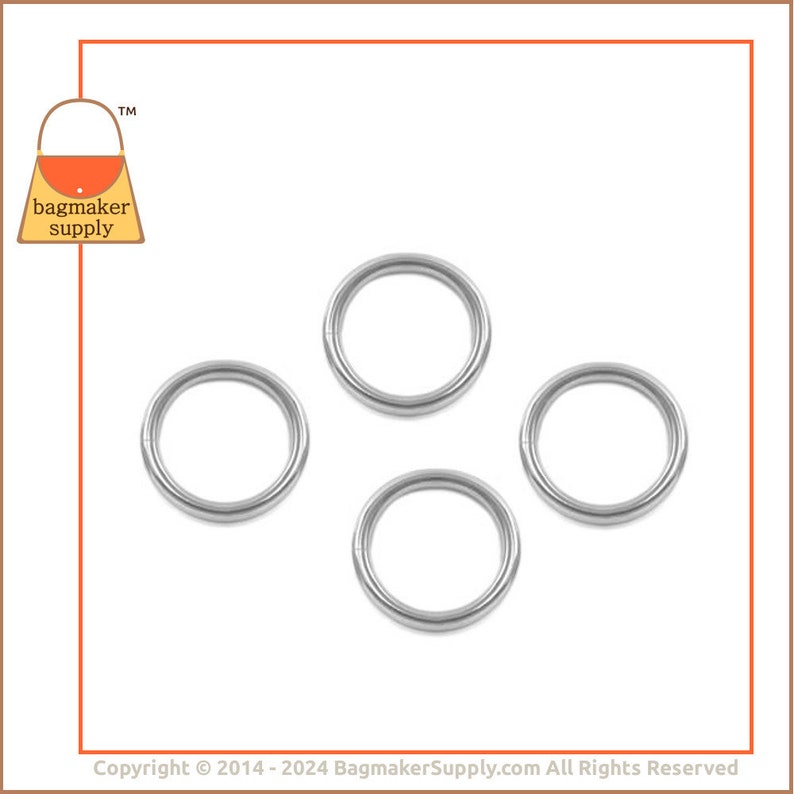 1 Inch O Ring, Stainless Steel, 4 Pieces, 25 mm O-Ring, 4 mm Gauge, Handbag Purse Bag Making Hardware Supplies, 1, RNG-AA023 image 5