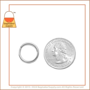 1/2 Inch O Ring, Shiny Nickel Finish, 12 Pack, .5 Inch 2 mm Gauge 13 mm Small Ring, Purse Handbag Making Hardware Supplies, RNG-AA076 image 3