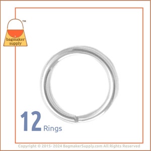 1/2 Inch O Ring, Shiny Nickel Finish, 12 Pack, .5 Inch 2 mm Gauge 13 mm Small Ring, Purse Handbag Making Hardware Supplies, RNG-AA076 image 1