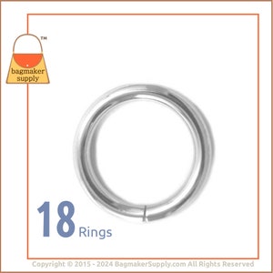 1 Inch O Ring, Welded, Shiny Nickel Finish, 18 Pieces, 25 mm O-Ring, 5 mm Gauge, Purse Bag Making Handbag Hardware Supplies, 1, RNG-AA093 image 1