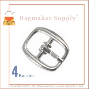 3/8 Inch Buckle, Nickel Finish, 4 Pieces, Small 9.5 mm Square Buckle, Handbag Purse Bag Making Hardware Supplies, .375 Inch, BKL-AA016
