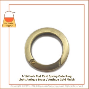 1-1/4 Inch Spring Gate Ring, Light Antique Brass / Antique Gold Finish, 1 Piece, 1.25 inch 32 mm Large O Ring, Handbag Hardware, RNG-AA116 image 9